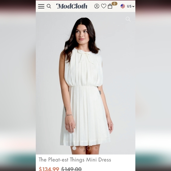 NWT Modcloth M The Pleat-est Dress Solid Green Green Fit and Flare Bow Pleated - Picture 4 of 16